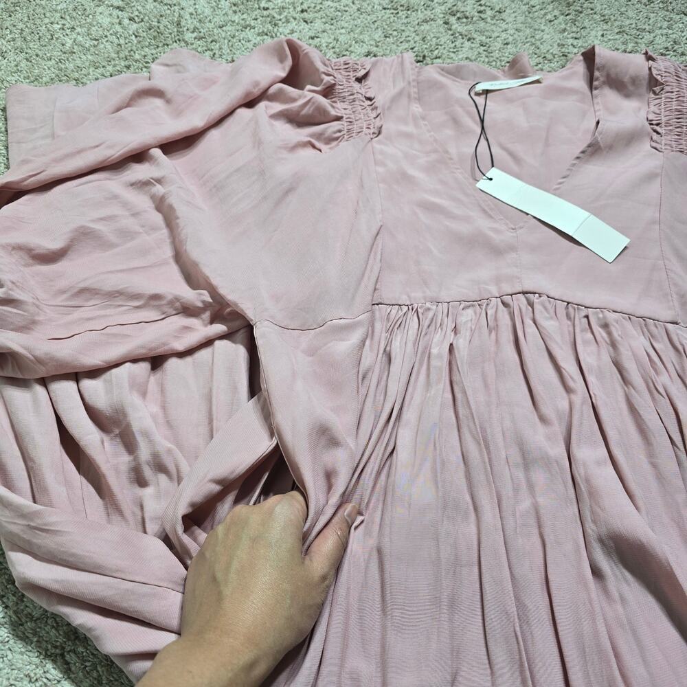NWT Mustard Seed Pink Maxi Dress M Boho Prairie Cottagecore Puff Sleeve Romantic - Picture 7 of 8